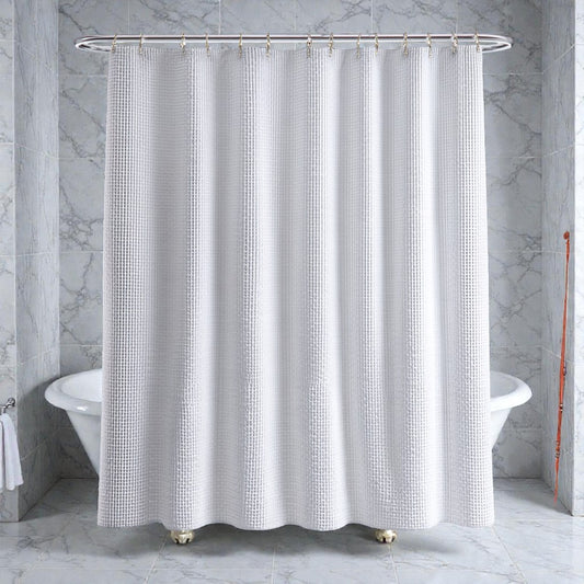 Qalvera Luxury Waffle Weave Shower Curtain - White