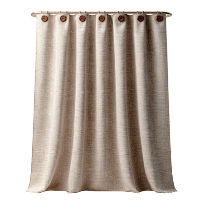 Qalvera Faux Linen Button Shower Curtain - Beige
