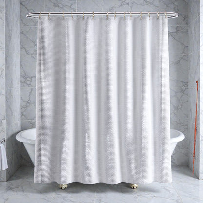 Qalvera Luxury Waffle Weave Shower Curtain - White
