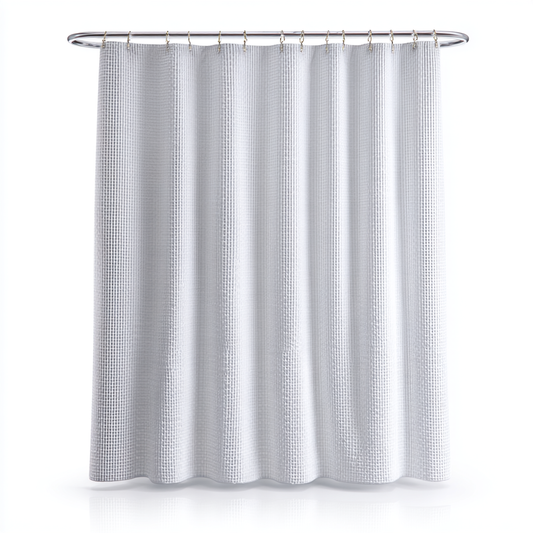 Qalvera Luxury Waffle Weave Shower Curtain - White