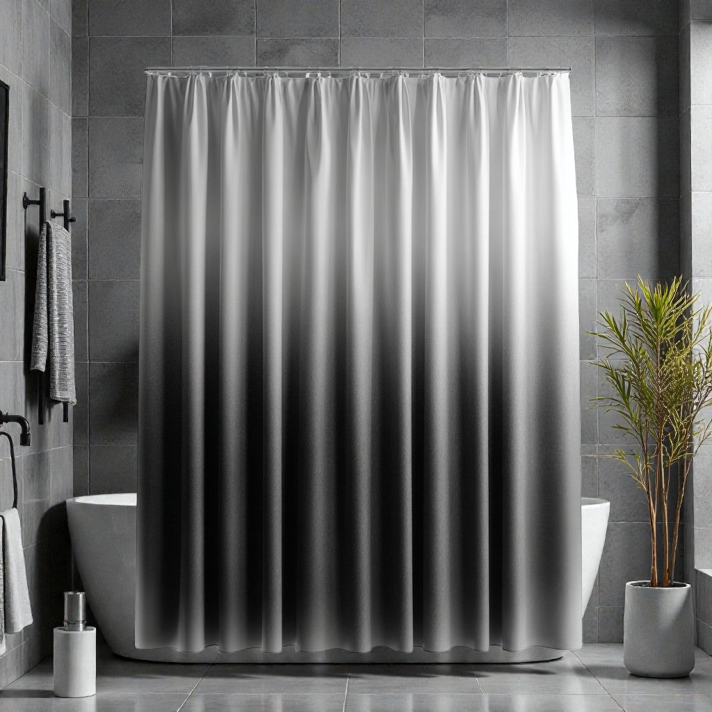 Qalvera Ombre Grey Fabric Shower Curtain